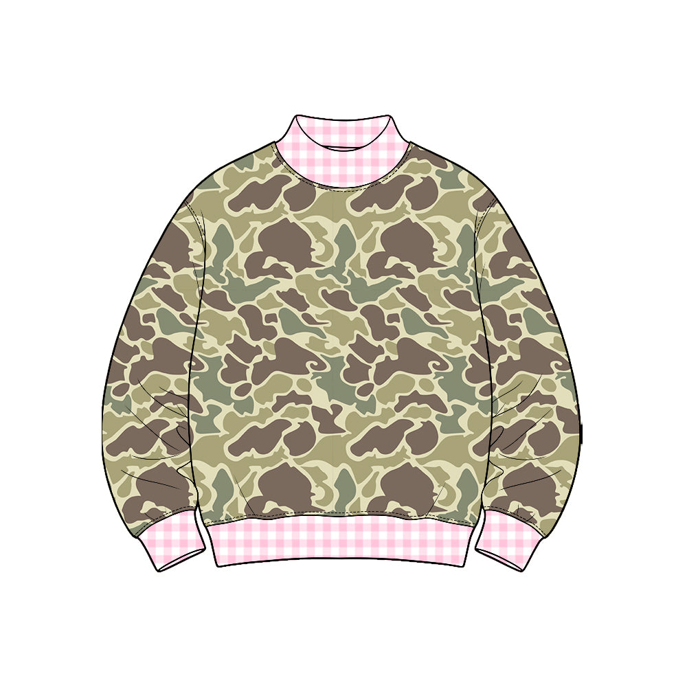 Preorder moq 5 Baby Girls Long Sleeve Southern Khaki Camo T-shirts Top