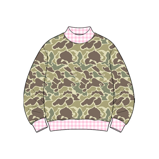 Preorder moq 5 Baby Girls Long Sleeve Southern Green Camo T-shirts Top