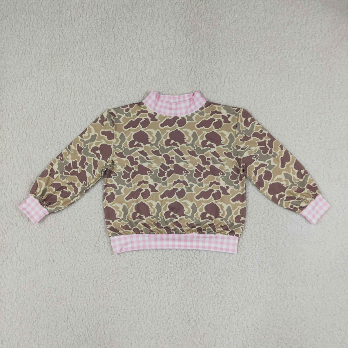 Baby Girls Long Sleeve Pink Khaki Camo Choker T-shirts Top