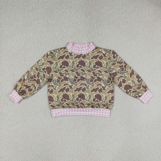 Baby Girls Long Sleeve Pink Khaki Camo Choker T-shirts Top