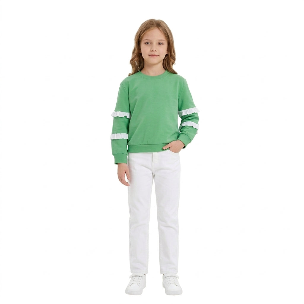 Baby Girls Green White Patchwork Long Sleeve T-shirts Top
