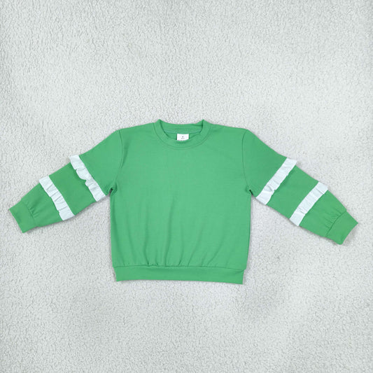 Baby Girls Green White Patchwork Long Sleeve T-shirts Top