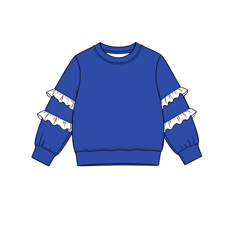 Preorder moq 5 Baby Girls Blue White Long Sleeve T-shirts Top