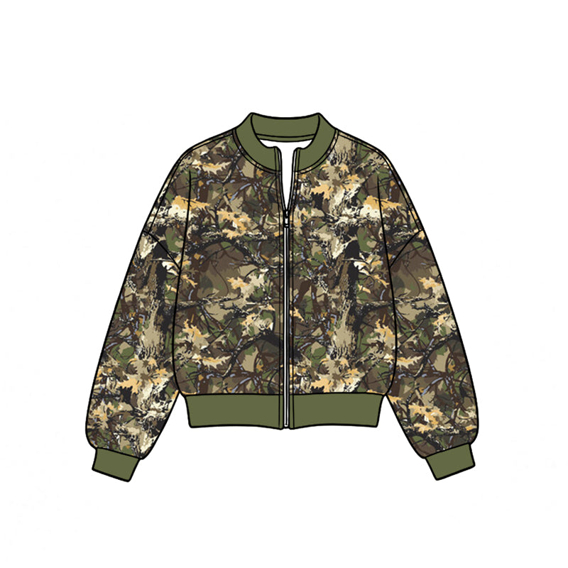 Preorder moq 5 Baby Girls Long Sleeve Leaves Camo Yoga Active Jackets Top