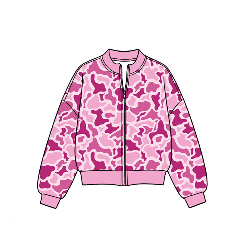 Preorder moq 5 Baby Girls Long Sleeve Pink Camo Yoga Active Jackets Top