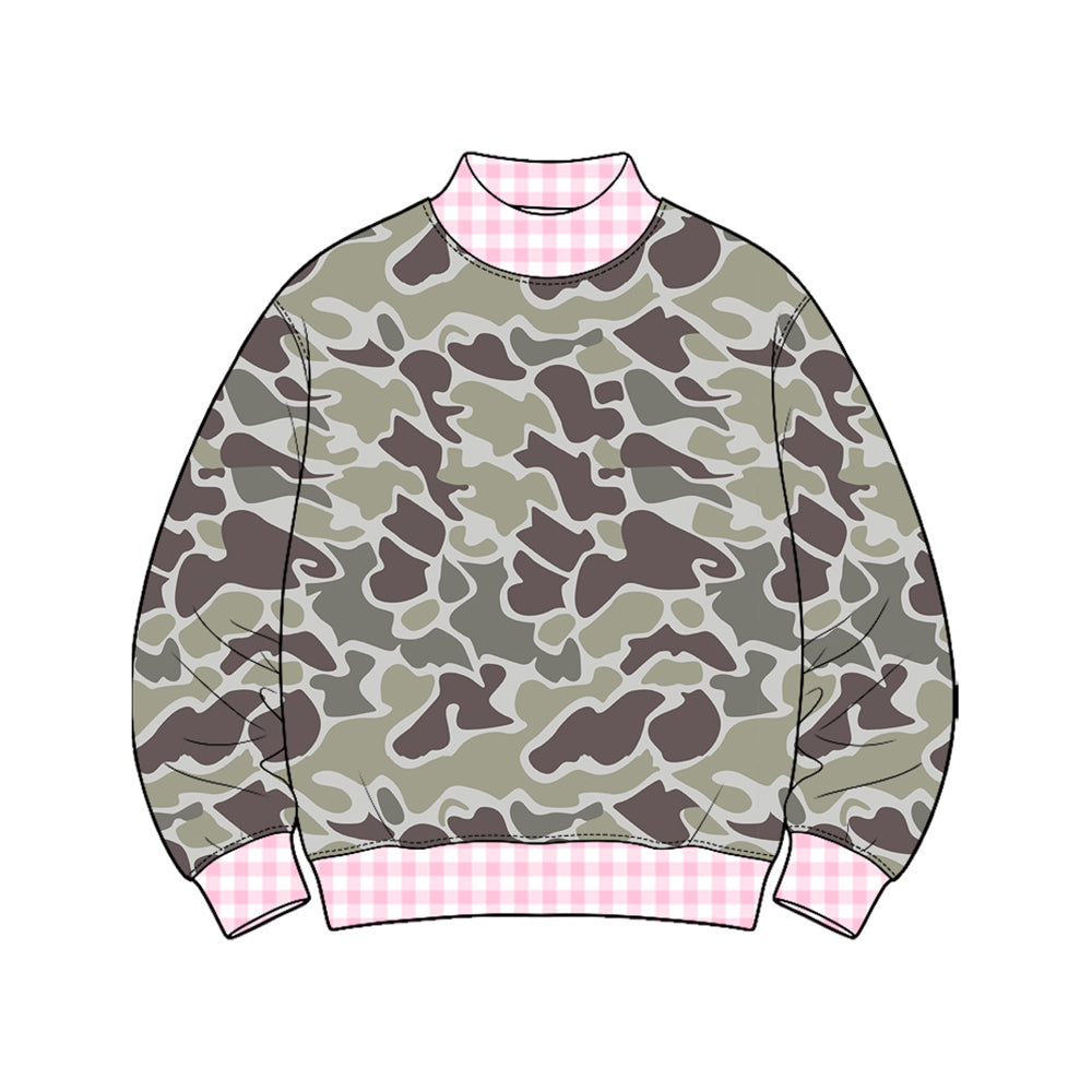 Preorder moq 5 Baby Girls Long Sleeve Southern Grey Camo T-shirts Top