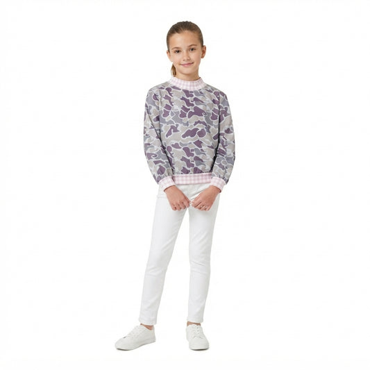 Baby Girls Long Sleeve Southern Grey Camo Pink Checked T-shirts Top