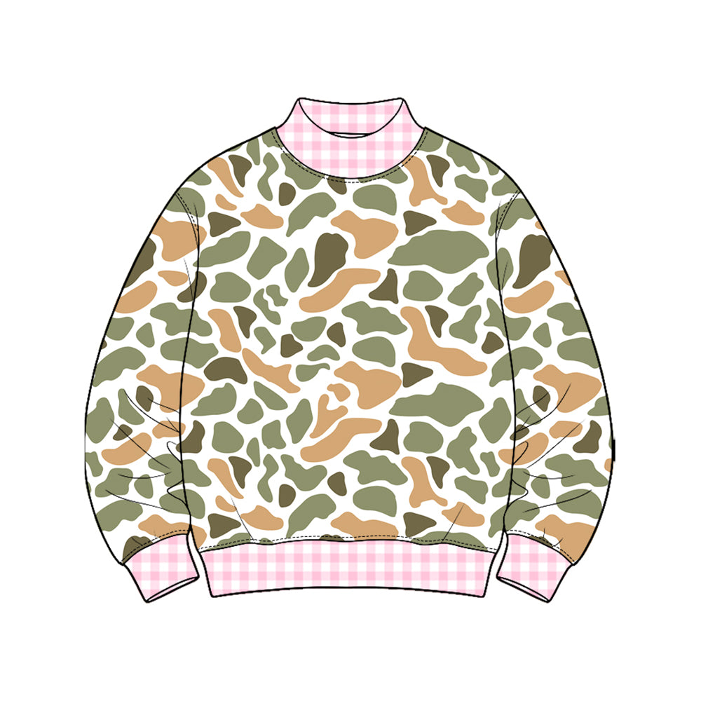 Preorder moq 5 Baby Girls Long Sleeve Southern Yellow Camo T-shirts Top