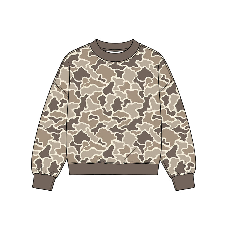 Preorder moq 5 Adult Women Long Sleeve Southern Khaki Camo T-shirts Top