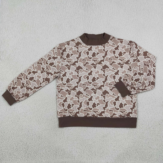Mama and Me Girls Long Sleeves Khaki Brown Camo Choker T-shirt Top Rompers