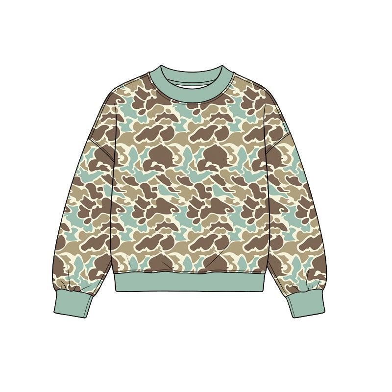 Preorder moq 5 Adult Women Long Sleeve Southern Green Khaki Camo T-shirts Top