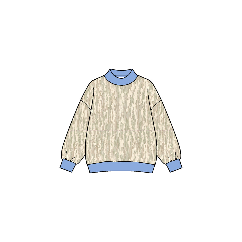 Preorder moq 5 Baby Girls Long Sleeve Khaki Wood Camo Yoga Active T-shirts Top