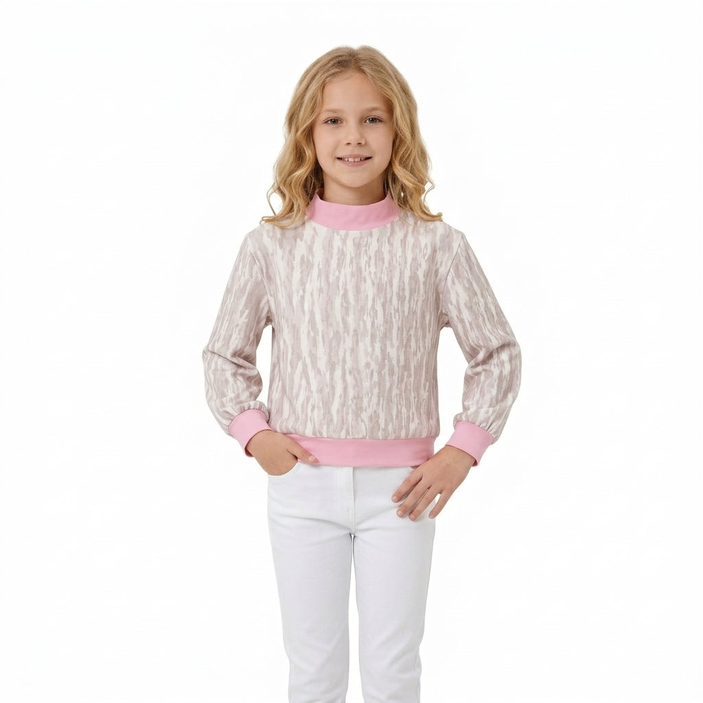 Baby Girls Long Sleeve Pink Khaki Camo Yoga Active Mock Neck T-shirts Top