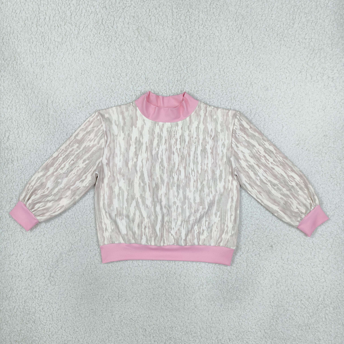 Baby Girls Long Sleeve Pink Khaki Camo Yoga Active Mock Neck T-shirts Top