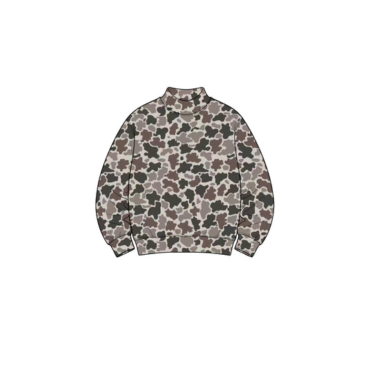 Preorder moq 5 Baby Girls Long Sleeve Grey Camo Choker Yoga Active T-shirts Top