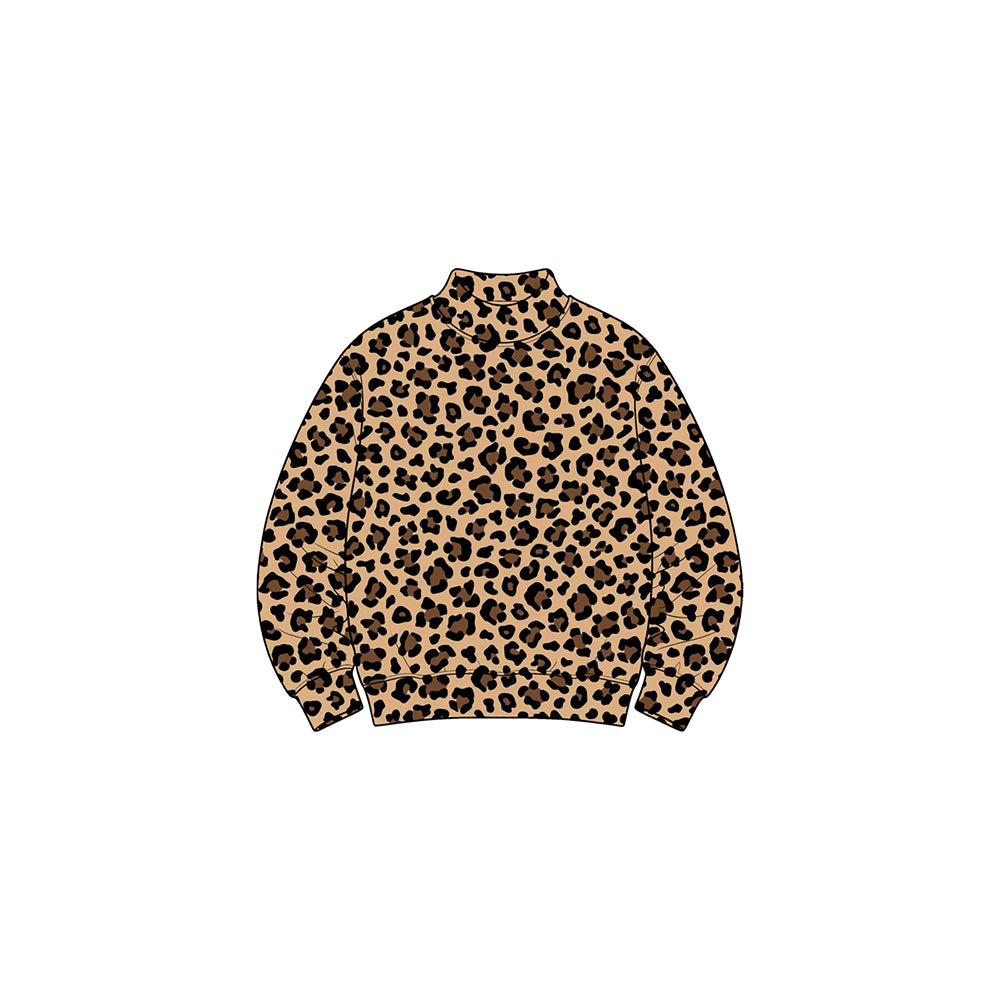 Preorder moq 5 Baby Girls Long Sleeve Brown Leopard Choker Yoga Active T-shirts Top