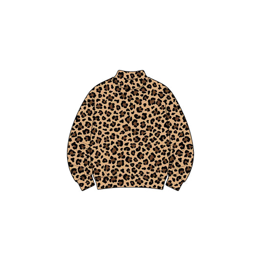 Preorder moq 5 Baby Girls Long Sleeve Brown Leopard Choker Yoga Active T-shirts Top