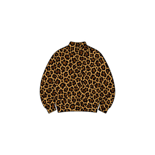 Preorder moq 5 Baby Girls Long Sleeve Brown Leopard Choker Yoga Active T-shirts Top