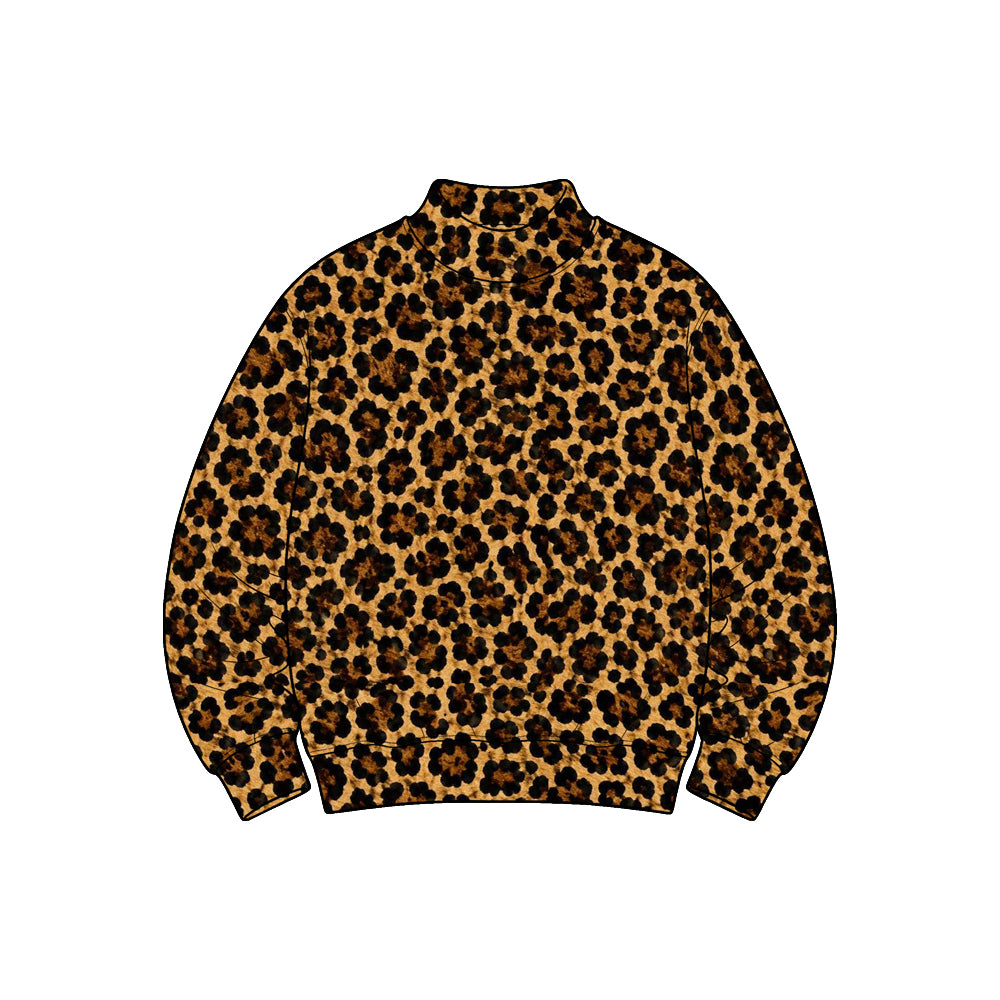 Preorder moq 5 Adult Women Long Sleeve Brown Leopard Yoga Active T-shirts Top