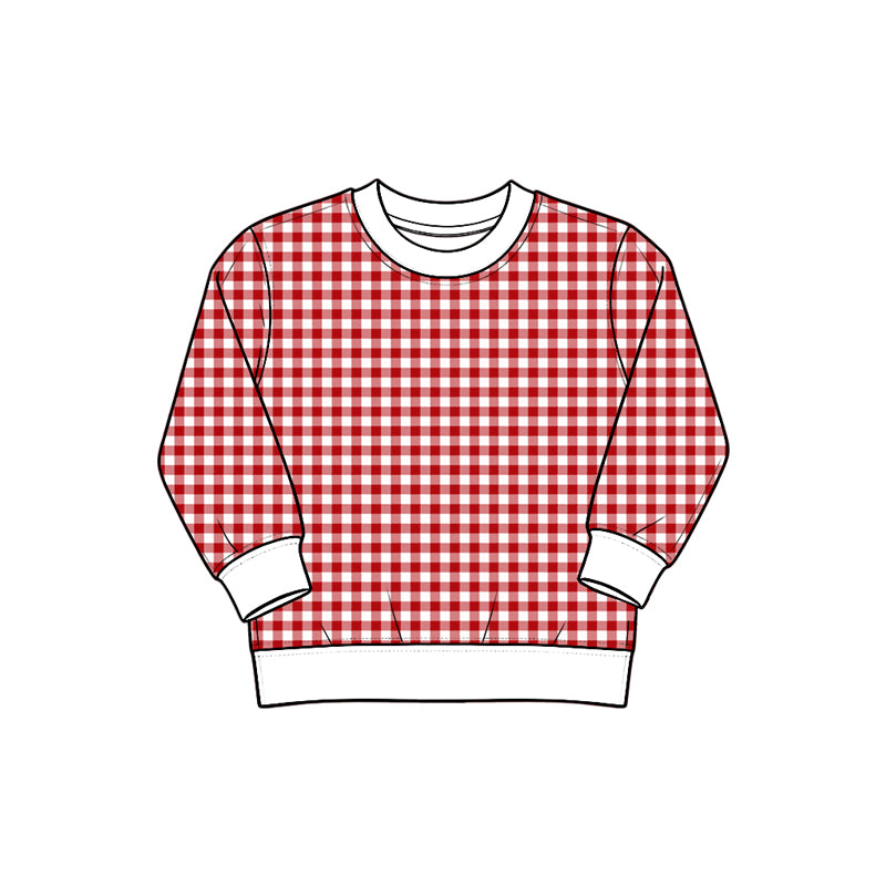 Baby Girls Red Blue Checked Long Sleeve Yoga Active T-shirts Top Preorder