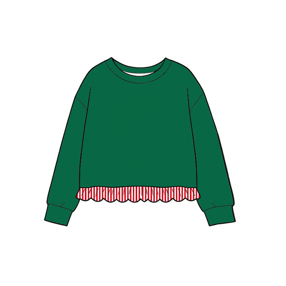 Baby Girls Green Long Sleeve Ruffle T-shirts Top Preorder
