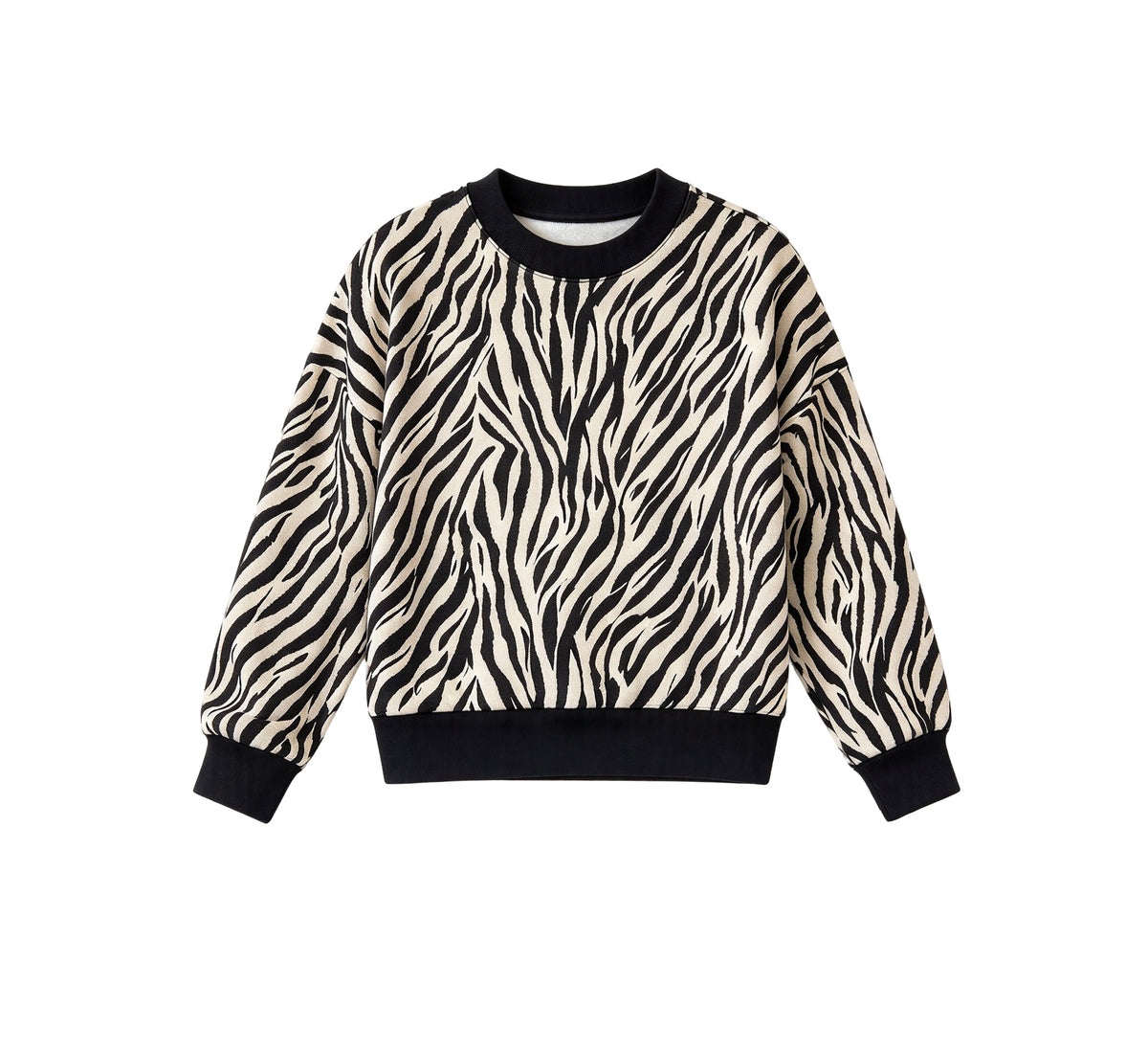 Preorder moq 5 Baby Girls Zebra Black Round Neck Long Sleeve Tee Shirts Tops