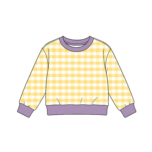 Baby Girls Yellow Checked Yoga Active Long Sleeve T-shirts Top Preorder