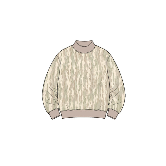 Baby Girls Long Sleeve Khaki Camo Mock Neck T-shirts Top Preorder