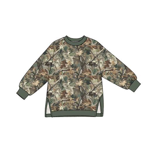 Preorder moq 5 Baby Girls Olive Leaves Camo Yoga Active T-shirts Top
