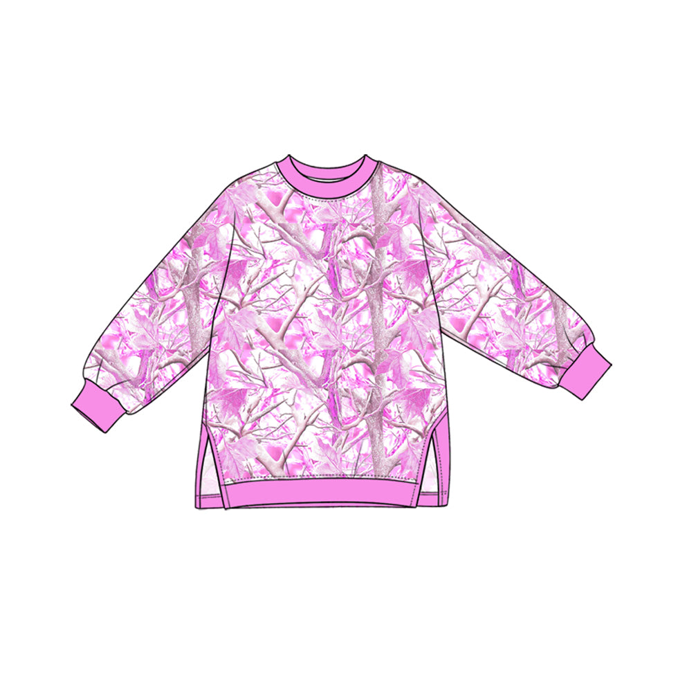 Preorder moq 5 Baby Girls Pink Leaves Camo Yoga Active T-shirts Top