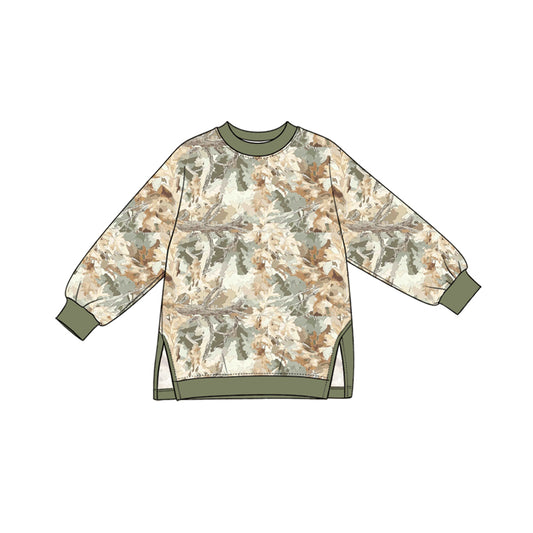 Preorder moq 5 Baby Girls Green Leaves Camo Yoga Active T-shirts Top