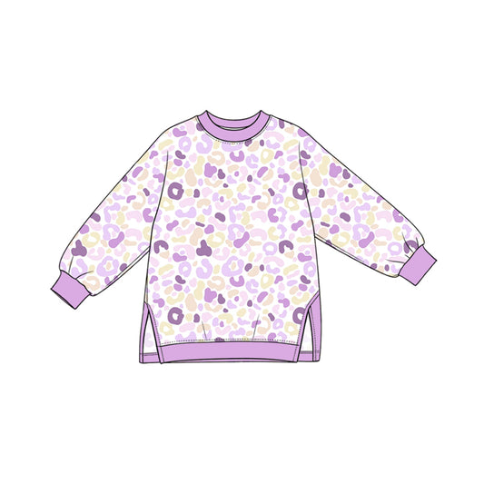 Preorder moq 5 Baby Girls Lavender Leopard Yoga Active T-shirts Top