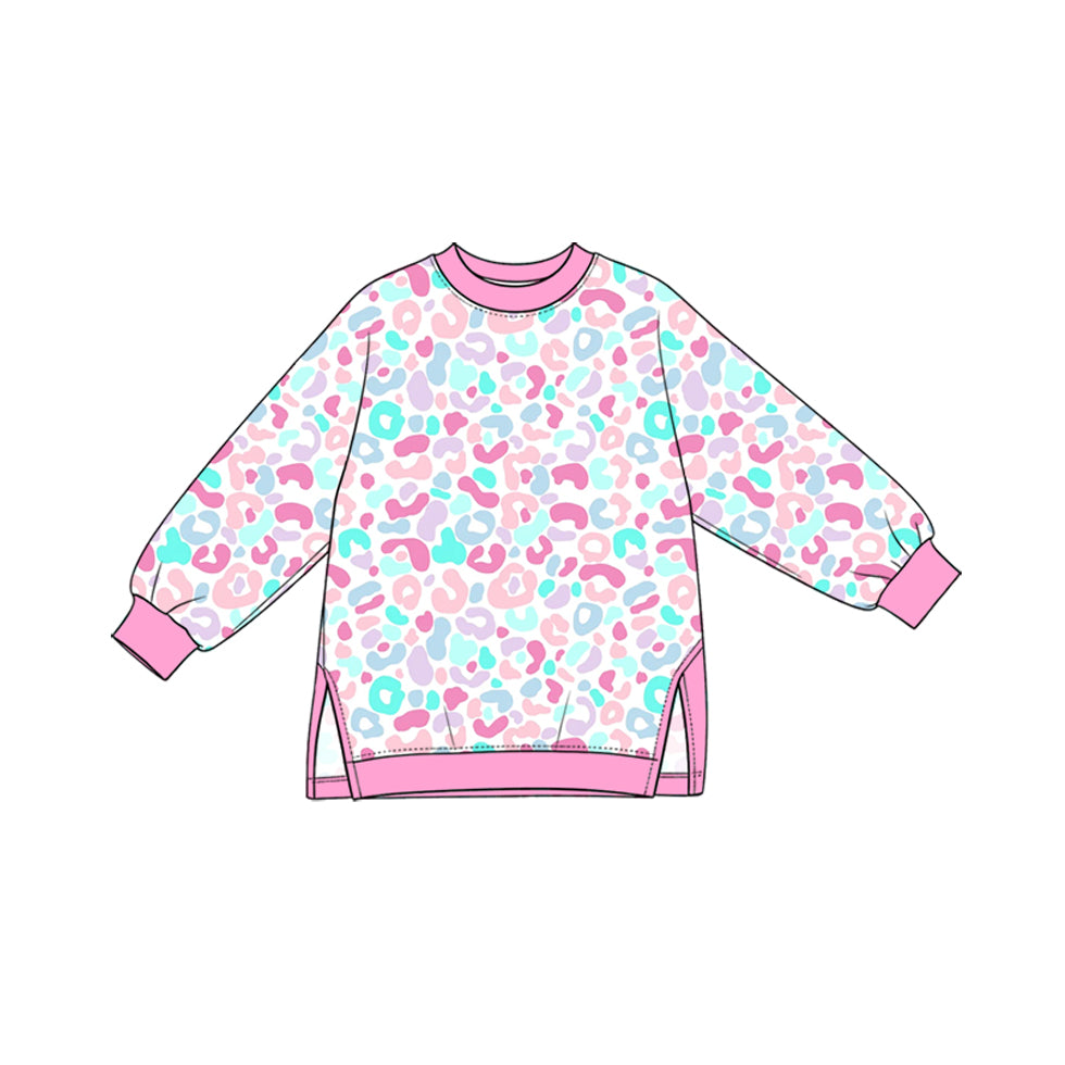 Preorder moq 5 Baby Girls Pink Blue Leopard Yoga Active T-shirts Top