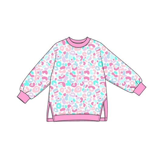Preorder moq 5 Baby Girls Pink Blue Leopard Yoga Active T-shirts Top