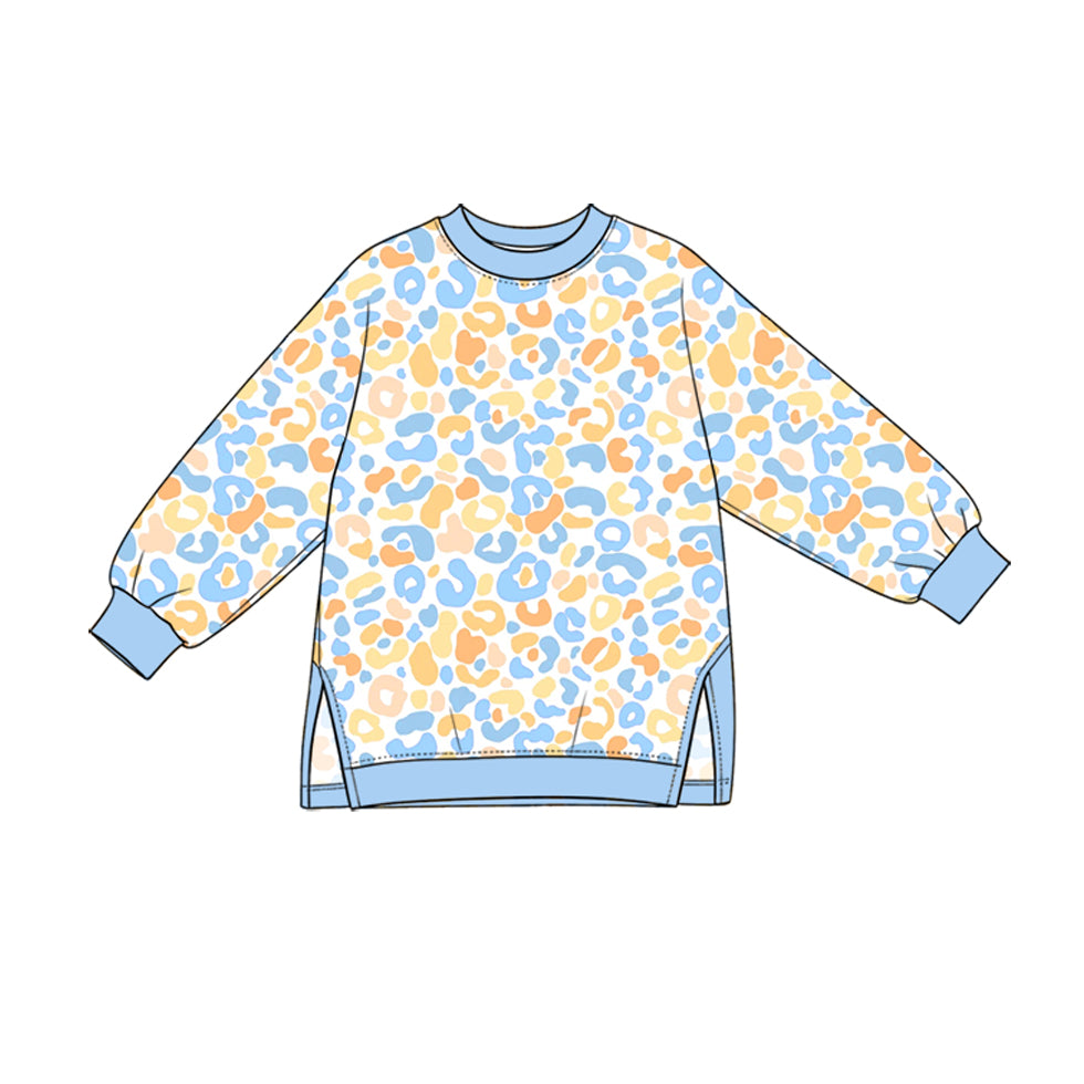 Preorder moq 5 Baby Girls Blue Leopard Yoga Active T-shirts Top