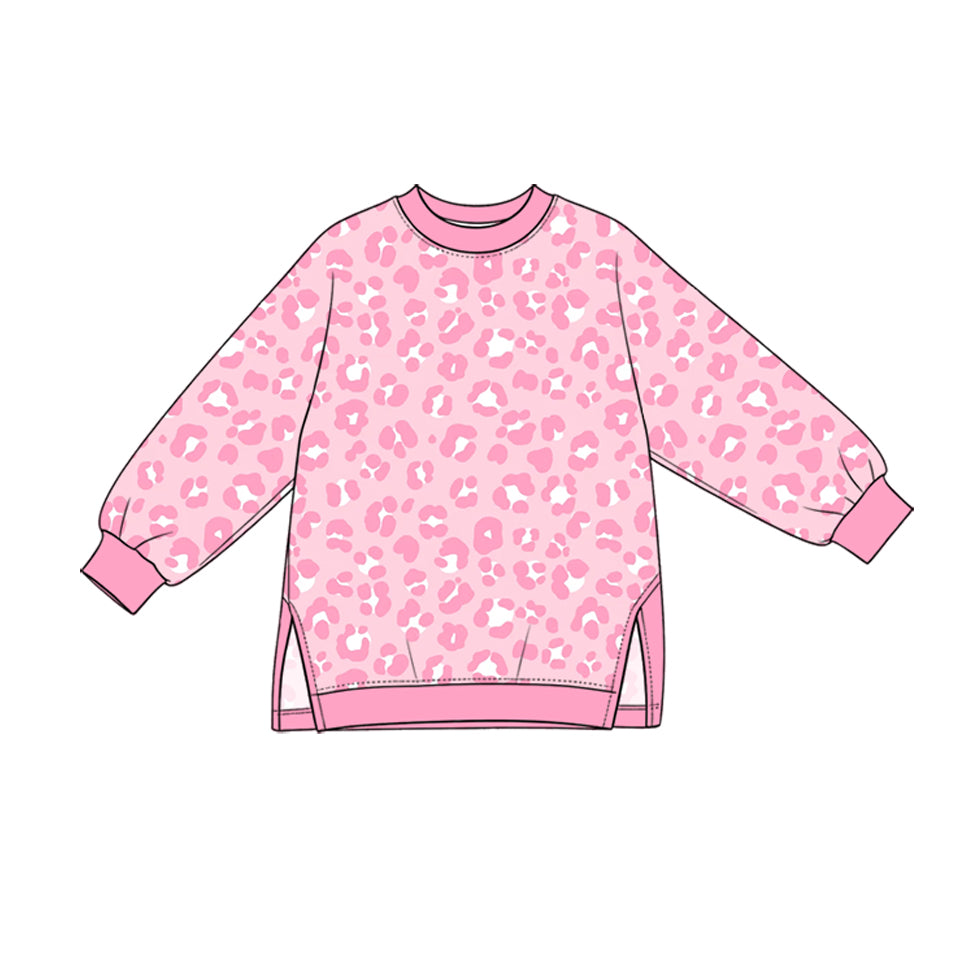 Preorder moq 5 Baby Girls Pink Leopard Yoga Active T-shirts Top