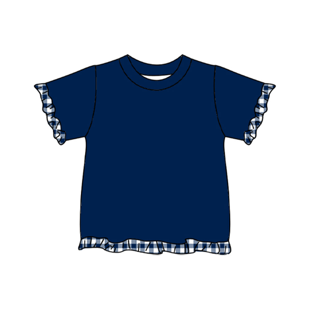 Preorder moq 5 Baby Girls Navy Short Sleeve T-shirts Top
