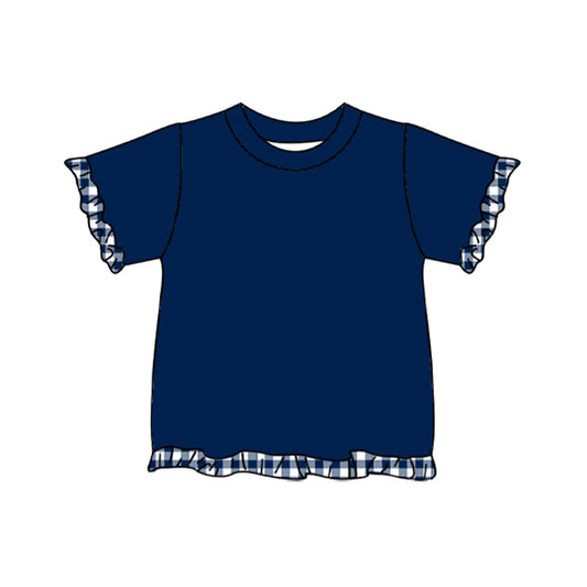 Preorder moq 5 Baby Girls Navy Short Sleeve T-shirts Top