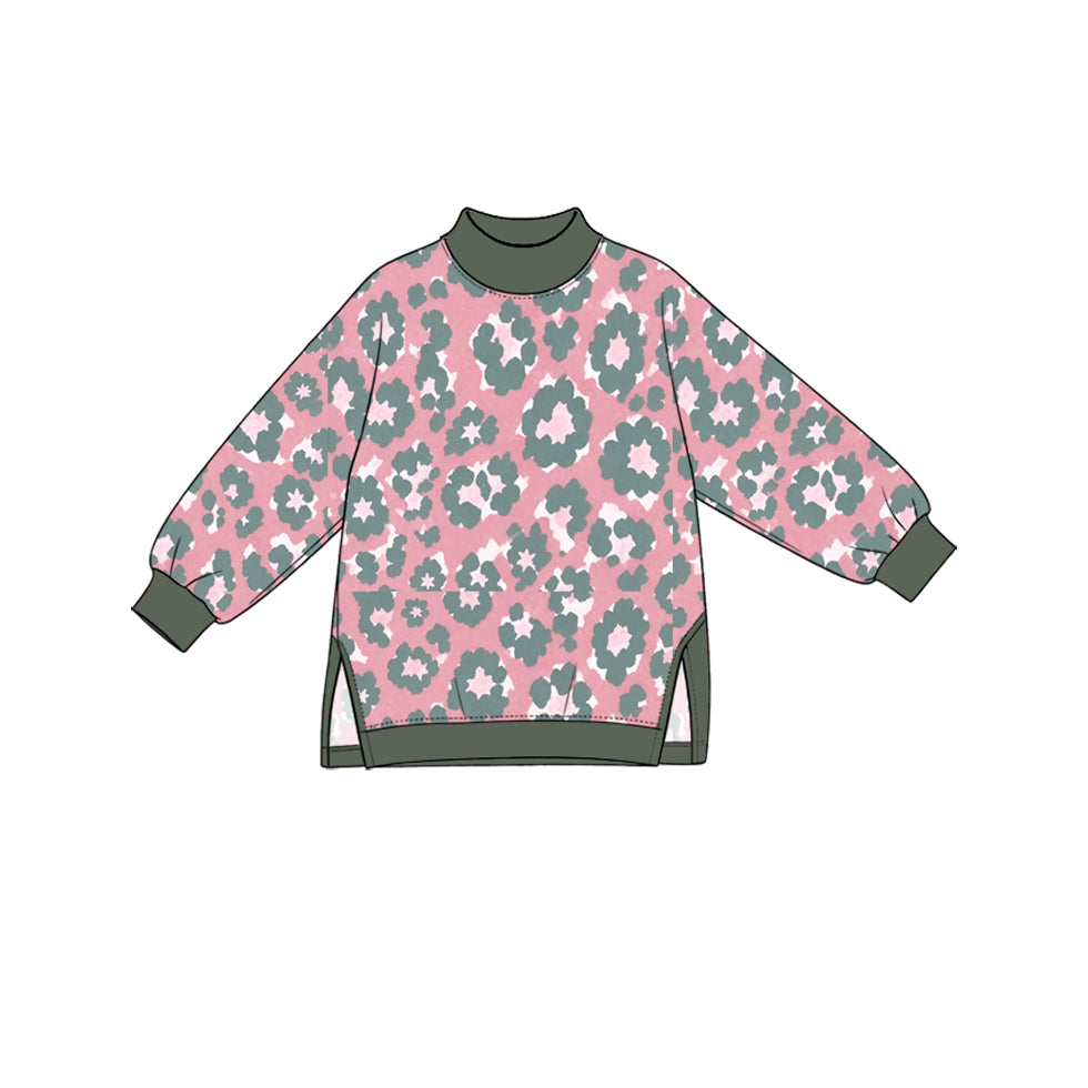 Preorder moq 5 Baby Girls Pink Green Flowers Leopard Yoga Active Long Sleeve T-shirts Top