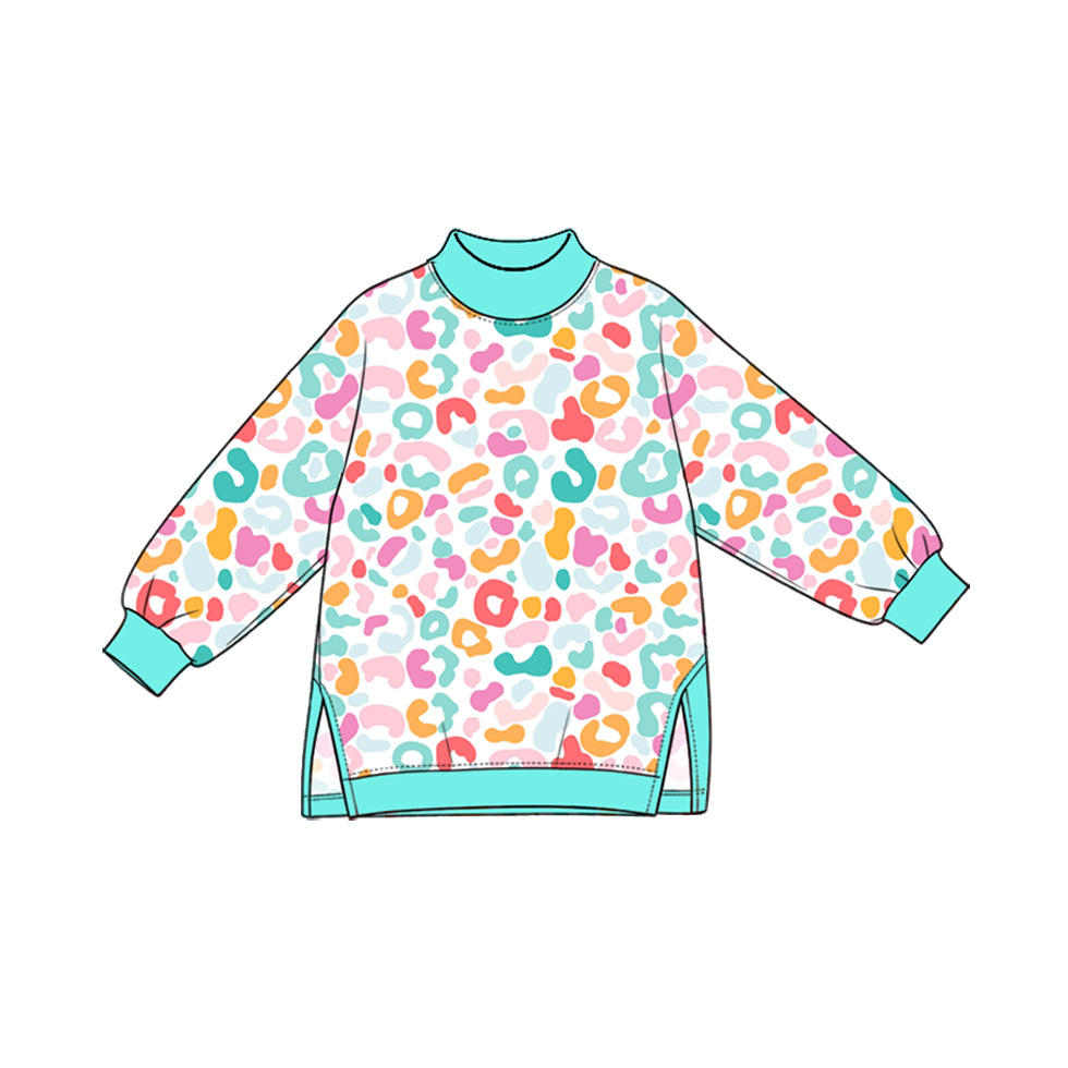 Preorder moq 5 Baby Girls Colorful Leopard Yoga Active Long Sleeve T-shirts Top