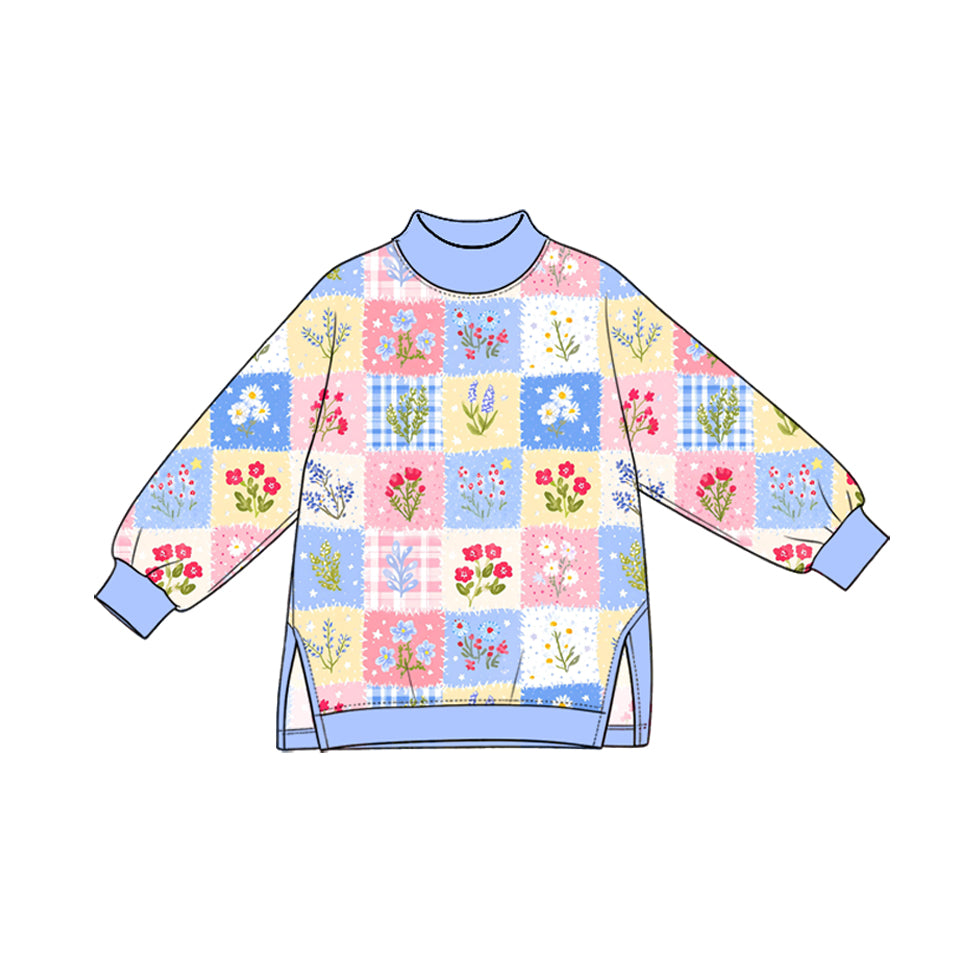 Preorder moq 5 Baby Girls Flowers Colorful Yoga Active Long Sleeve T-shirts Top