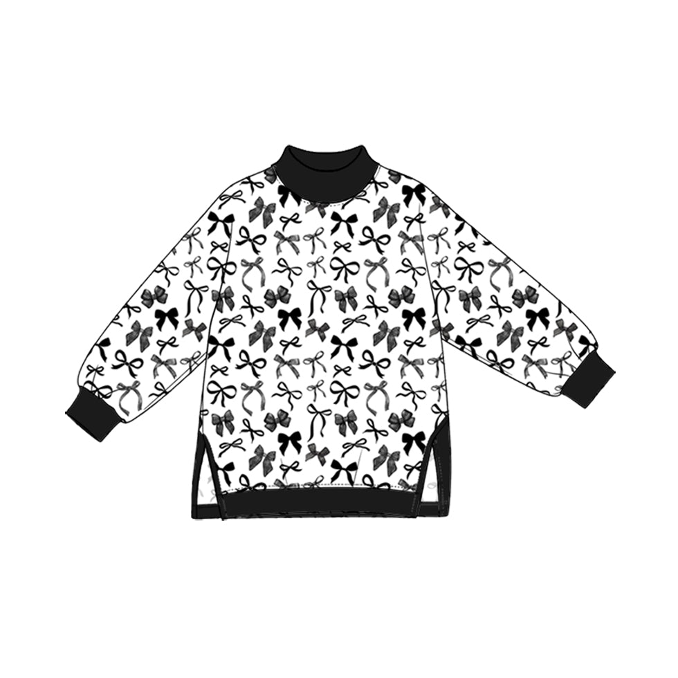 Preorder moq 5 Baby Girls Black Bows Yoga Active Long Sleeve T-shirts Top