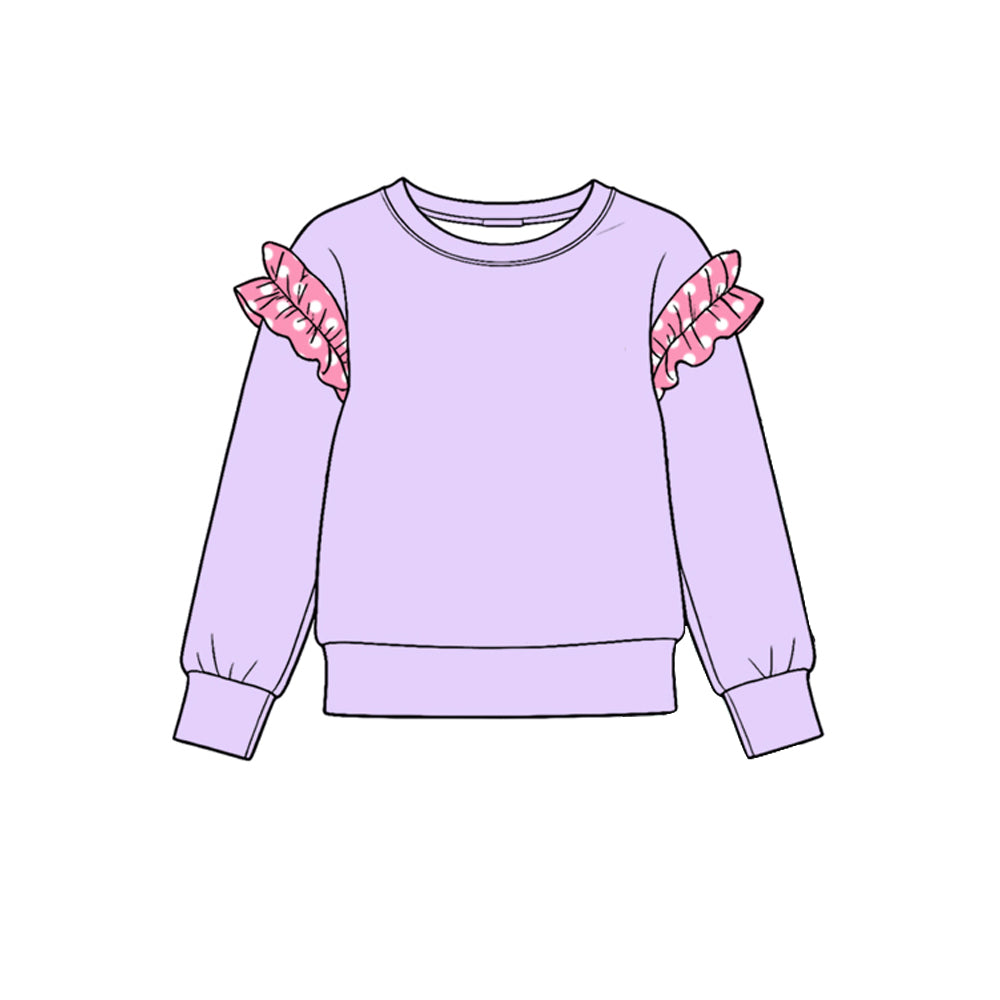 Preorder moq 5 Baby Girls Lavender Long Sleeve Cotton T-shirts Top