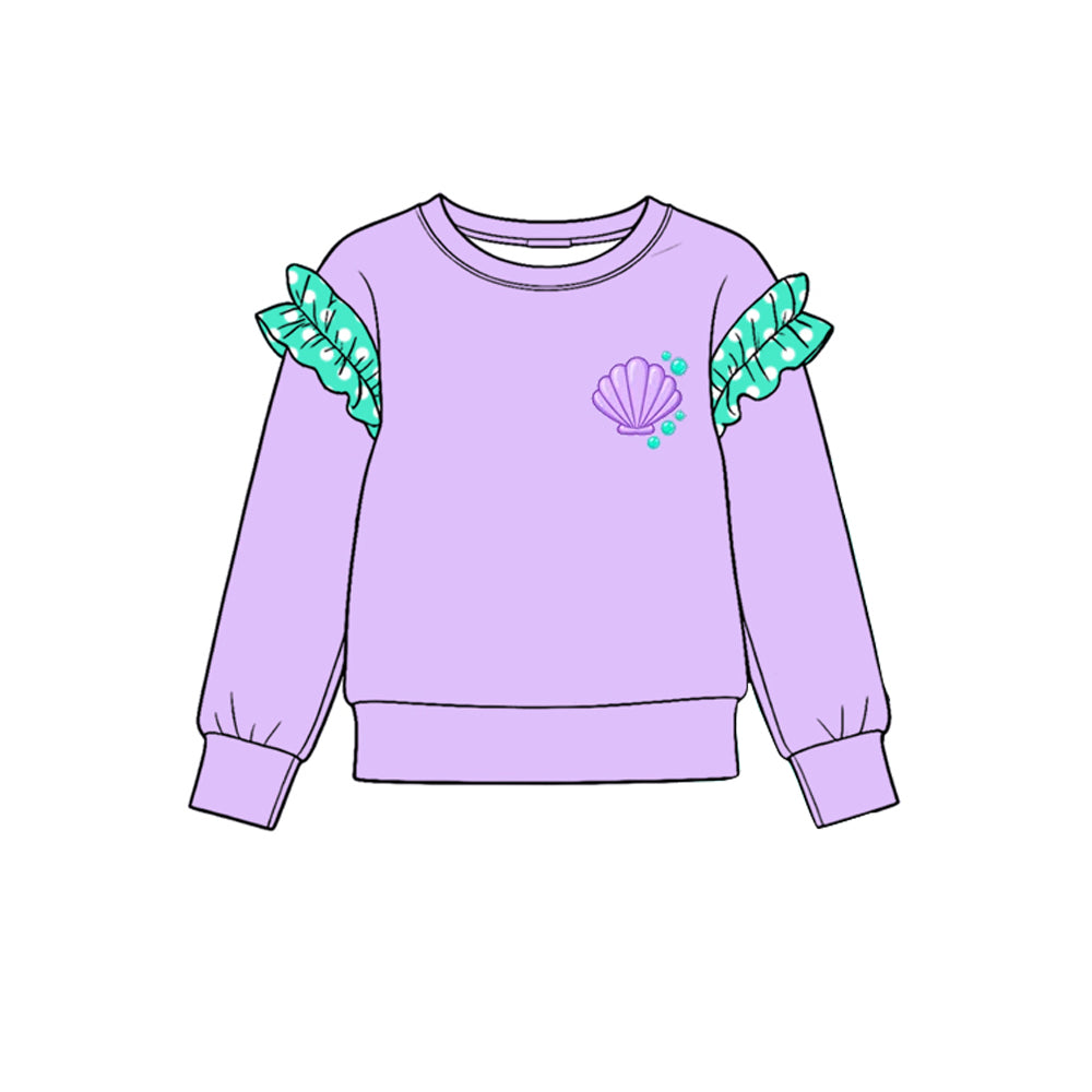 Preorder moq 5 Baby Girls Purple Long Sleeve Shell Cotton T-shirts Top