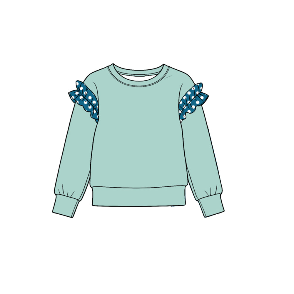 Preorder moq 5 Baby Girls Aqua Long Sleeve Cotton T-shirts Top