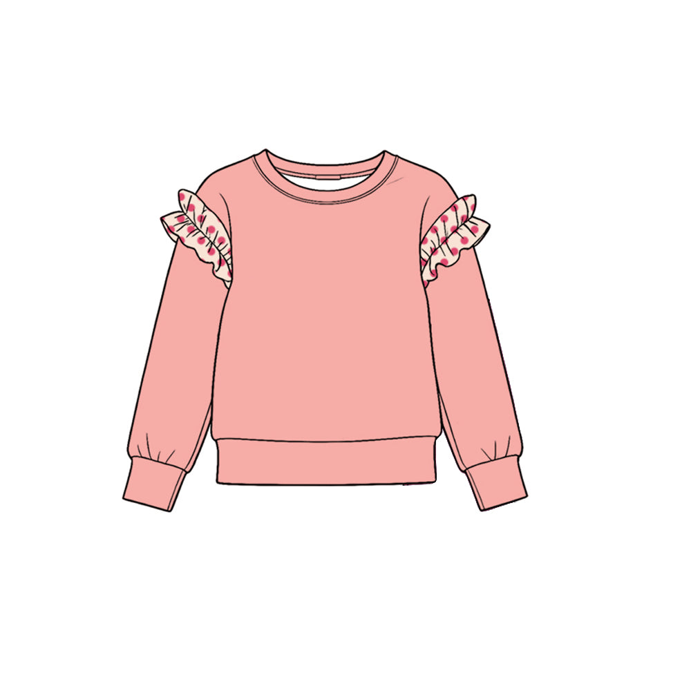 Preorder moq 5 Baby Girls Peach Long Sleeve Cotton T-shirts Top