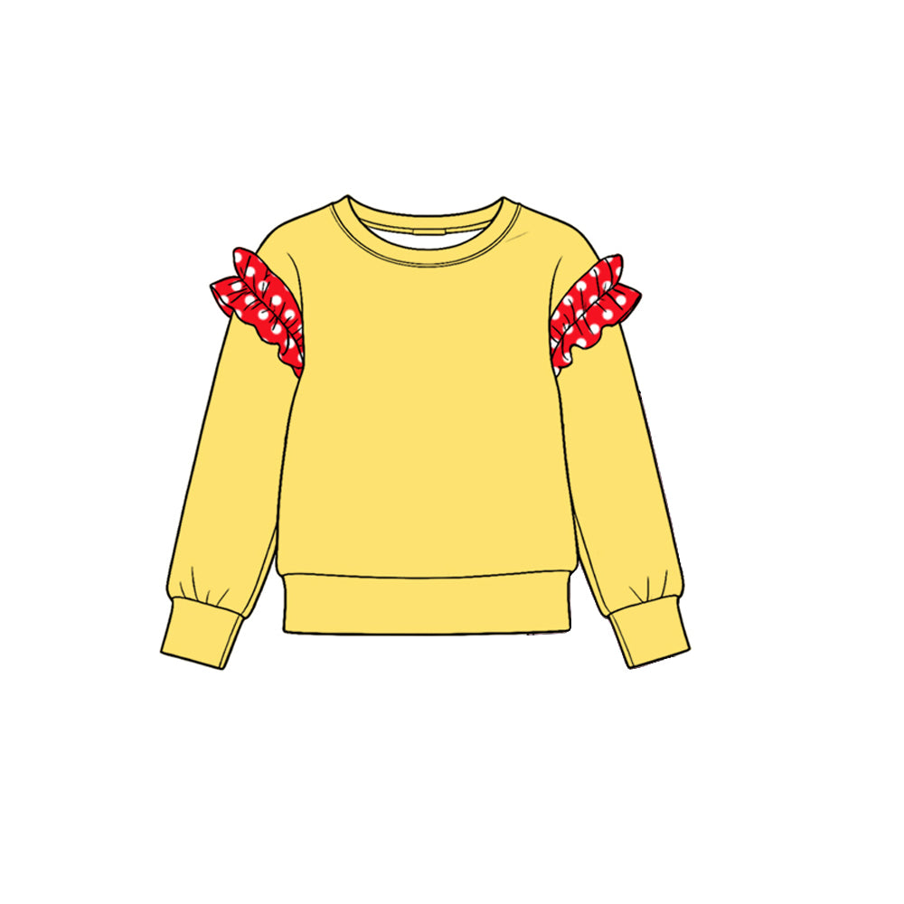 Preorder moq 5 Baby Girls Yellow Long Sleeve Cotton T-shirts Top
