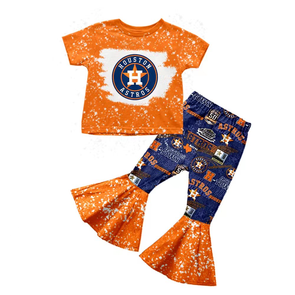 Baby Girls Orange Team Top Bell Pants Clothes Sets preorder(moq 5)