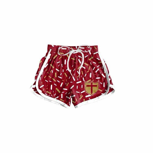 Preorder(moq 8) Baby Girls Red Cross Sprinkles Team Shorts Bottom