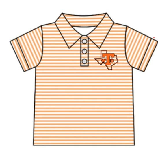 Preorder(moq 5) Baby Boys Orange Stripes Team WTS Short Sleeve Tee Pullovers Shirts Tops